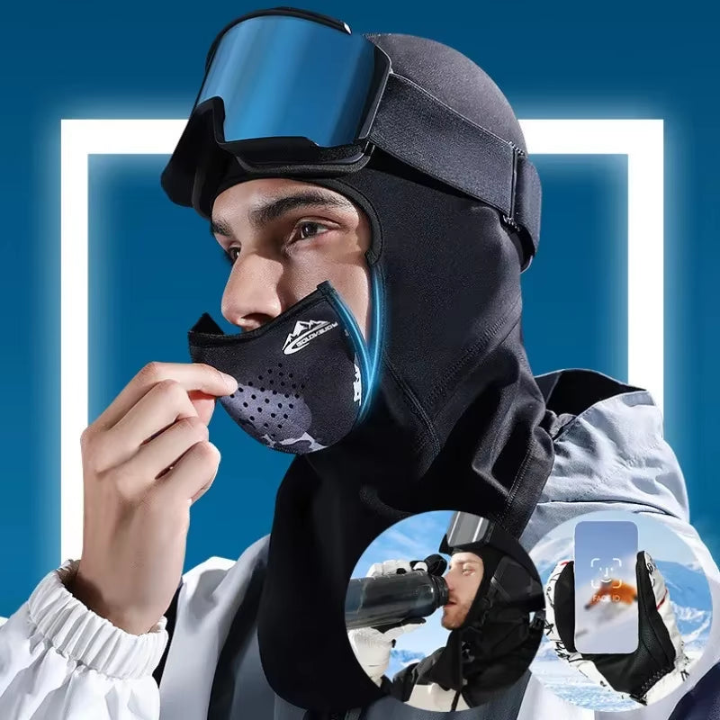 Winter Fleece Hat Balaclava Face Mask Neck Warmer Magnets Ski Mask Breathable Windproof Mask Head Cover Sport Cycling Ski Scarf